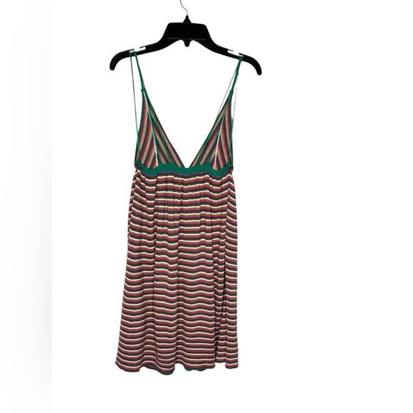 ZARA Striped Knit Baby Doll Mini Dress Sz S Boho Beachy Resort Y2K Swim Coverup - Picture 2 of 7
